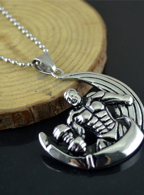 健身系列哑铃项链男欧美运动霸气拳套项坠情侣钛钢不掉色STN774