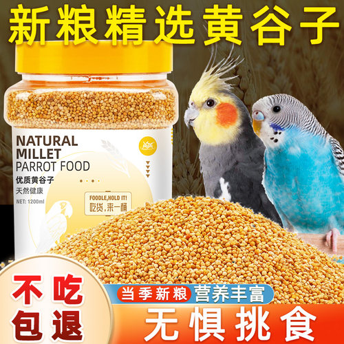 新黄谷子带壳小米虎皮鹦鹉鸟粮饲料食物牡丹玄凤的鸟食专用粮零食-图0