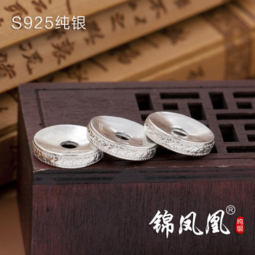 纯银隔片万字纹藏式佛珠手串diy隔珠菩提文玩配饰配件实心垫片925 - 图1