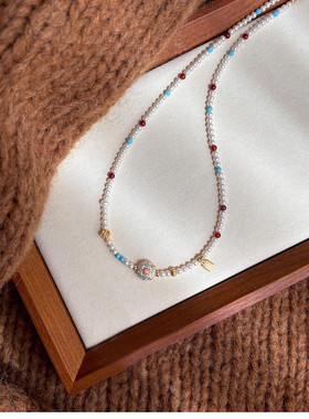 曼塔玫瑰珍珠贝珠项链简约高级感锁骨链女轻奢串珠颈链多巴胺饰品