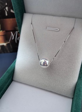 S925纯银单颗正圆施家珍珠项链女轻奢小众路路通锁骨链高级感颈链