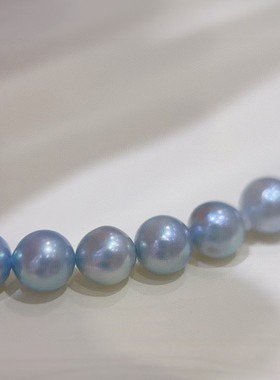 akoya蓝玫瑰珍珠项链极光微伴彩