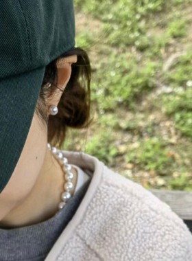 施家珍珠正圆强光925银耳钉法式澳白贝珠耳环气质名媛百搭ins复古