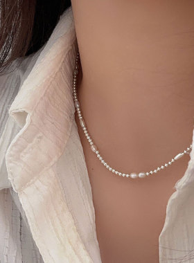 持恒s925纯银天然淡水珍珠项链女韩国新款小众高级感轻奢米珠素链