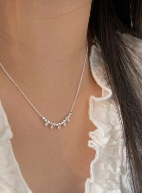 持恒S925纯银爆闪镶嵌几何项链女森系ins极简高级感精致锁骨链潮