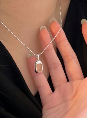 持恒925纯银小米珠方扣项链女韩国ins潮网红风轻奢百搭小众锁骨链