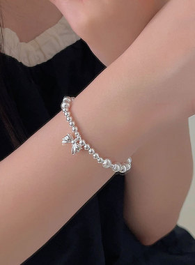 持恒S925银猫眼珠蝴蝶结手链女韩国档口新款高级感设计弹力绳手饰