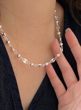 韩国韩版持恒S925纯银猪鼻子圆珠项链女时尚简约高级感重工锁骨链