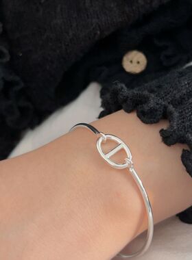 持恒S925纯银简约百搭猪鼻子手链手环女小众设计冷淡风高级感手镯