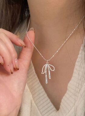 韩国韩版持恒S925纯银蝴蝶结项链女时尚极简小清新精致锁骨链百搭