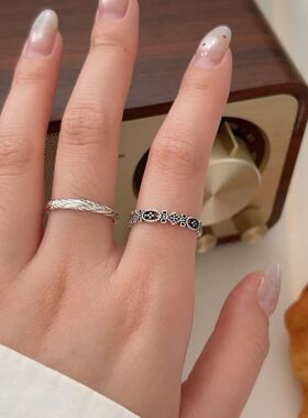 韩国韩版持恒S925纯银几何麦穗戒指女小众轻奢时尚小巧指环手饰品