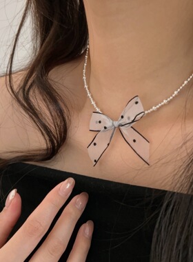 韩国韩版持恒S925纯银蝴蝶结项链女小众时尚潮流冷淡风独特锁骨链