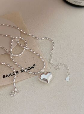 持恒韩国韩版爱心项链S925纯银ins风冷淡风森系百搭锁骨链高级感