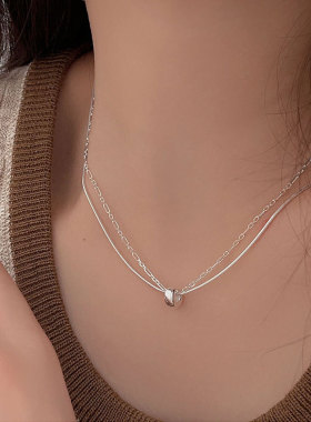 持恒S925纯银双层叠戴小众转运珠项链女简约冷淡风网红个性锁骨链