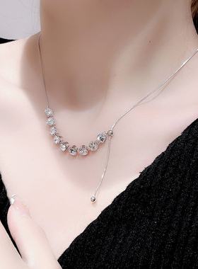 水晶流苏气质女项链锁骨链