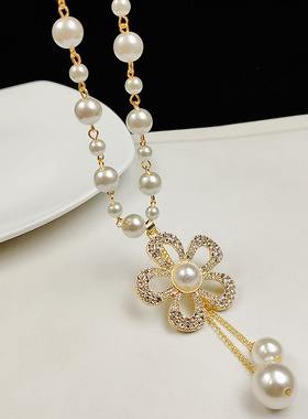 秋冬百搭爆款珍珠毛衣项链