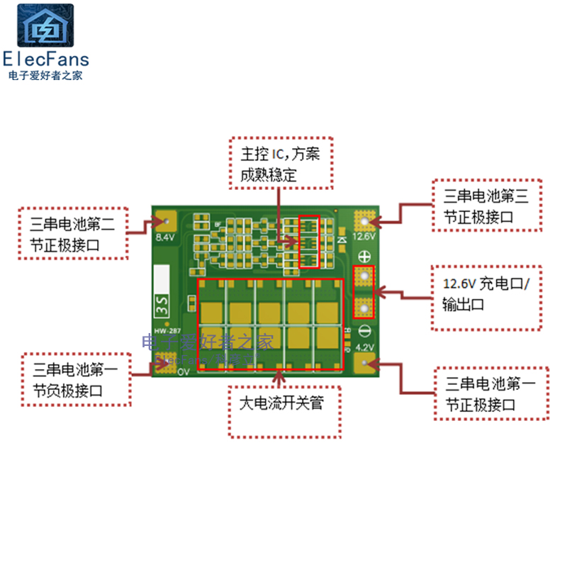 3串11.1V 18650锂电池保护板模块 带均衡40A电流 可启动电钻3S40A - 图0