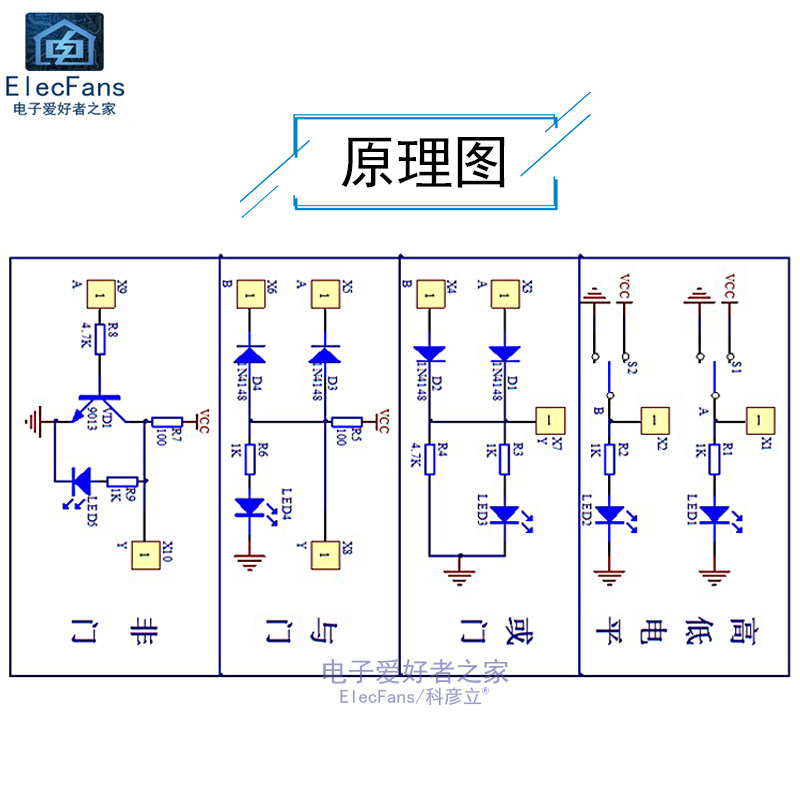 (散件)分立元件门电路套件与门或门非门数字线路基础广西民族学院_虎窝淘