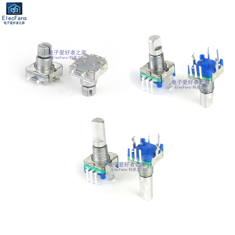 EC11旋转编码器半轴带按键开关10mm梅花柄15数字20电位器5脚贴片 - 图2