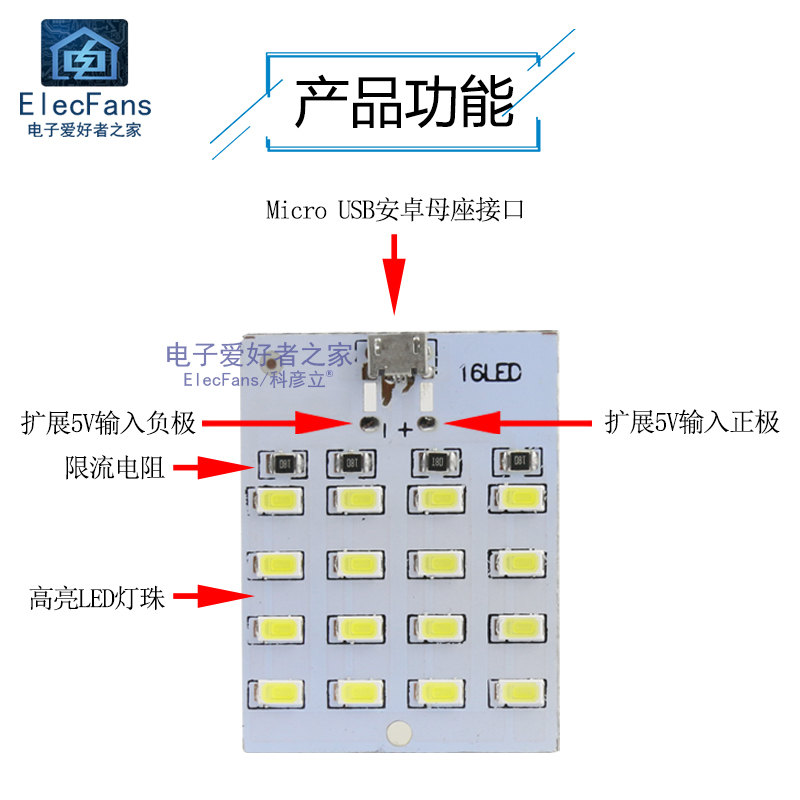 5V照明灯板USB地摊灯移动电源应急充电宝小夜灯铝基板LED灯珠模块 - 图0