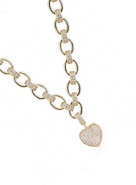 韩国新款潮桃心微镶钻锁骨链吊坠