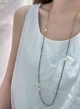 ZHAZHA韩国新款时尚简约百搭小众设计感猫眼石项链女高级感锁骨链