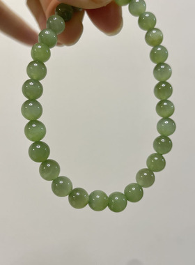 ZHAZHA孤品猫眼天然和田玉手串女款高级玉石手链串珠卡6m碧玉手链