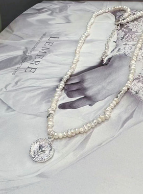 ZHAZHA韩国新款高级时髦个性轻奢甜美天然珍珠搭配电镀铜桃心项链