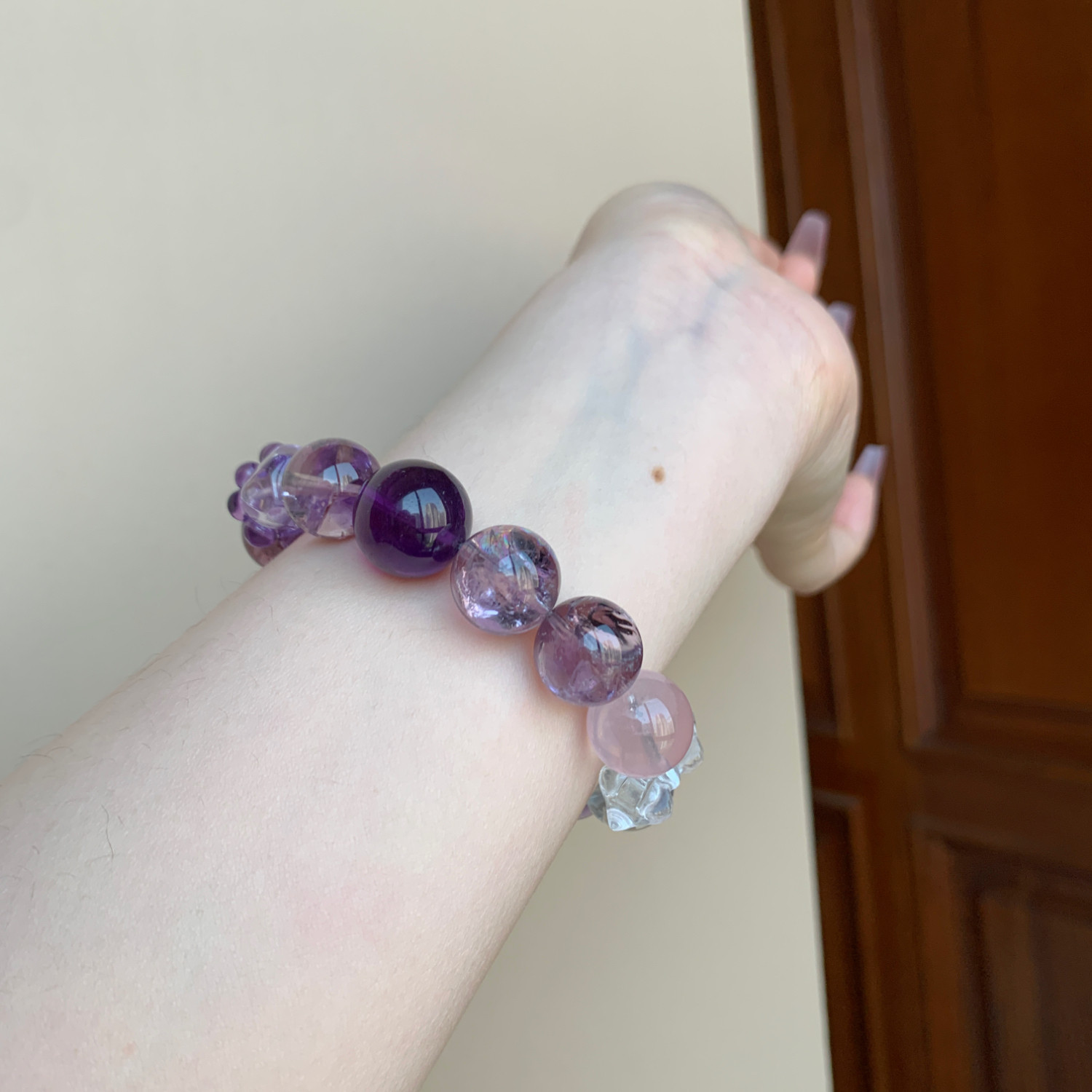 AimeeDesign 紫水晶白水晶粉水晶九紫离火天然水晶手串手链甜美风,淘宝优惠券,粉丝福利购,淘宝优惠卷