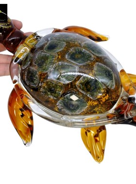 书柜摆件书房海龟蜂鸟琉璃纳福