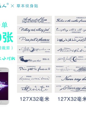 纹画人40张英文果汁草本纹身贴