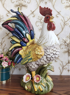 吉祥纯手绘镇宅公鸡摆件顺丰包邮