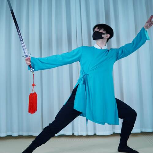 男款古典舞身韵剑舞舞蹈服装北舞上戏课堂组合练习服艺考表演服装 - 图2