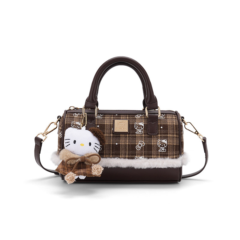 官方正品beamKitty2026新款棕色格子毛绒女包包波士顿手提斜跨包,淘宝优惠券,粉丝福利购,淘宝优惠卷