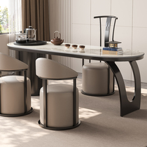 Modern minimalist rock plate tea table and chairs combined light and luxurious office tea table boiling water kettle One table Five chairs