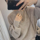 Ruffled gentle outer black round neck pullover sweater
