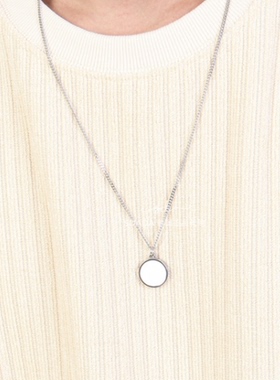 韩国代购黑色圆盘项链