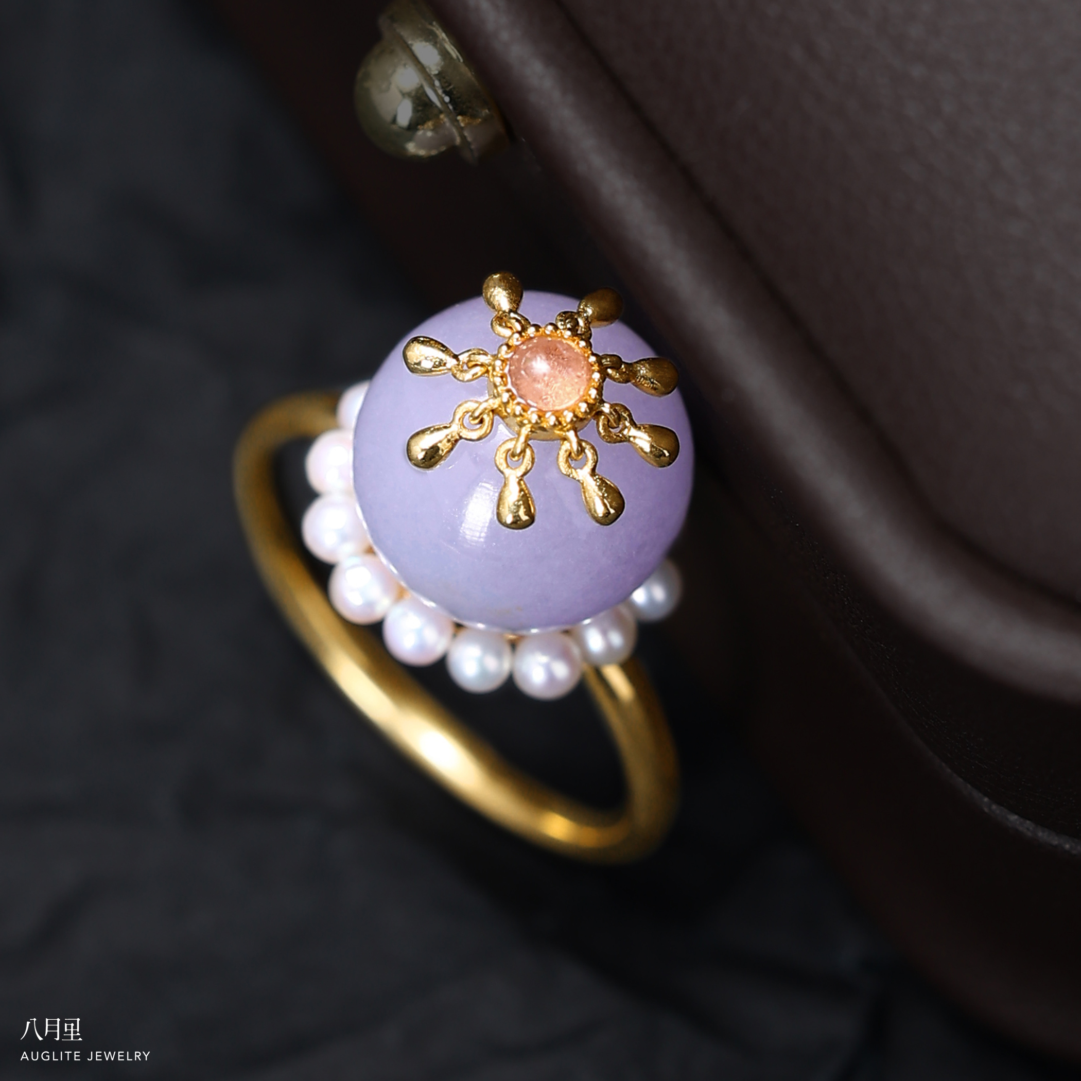 紫翡蛋面圆珠合集 缅甸天然A货冰种翡翠戒指钻石18K金食指戒叠搭 - 图0