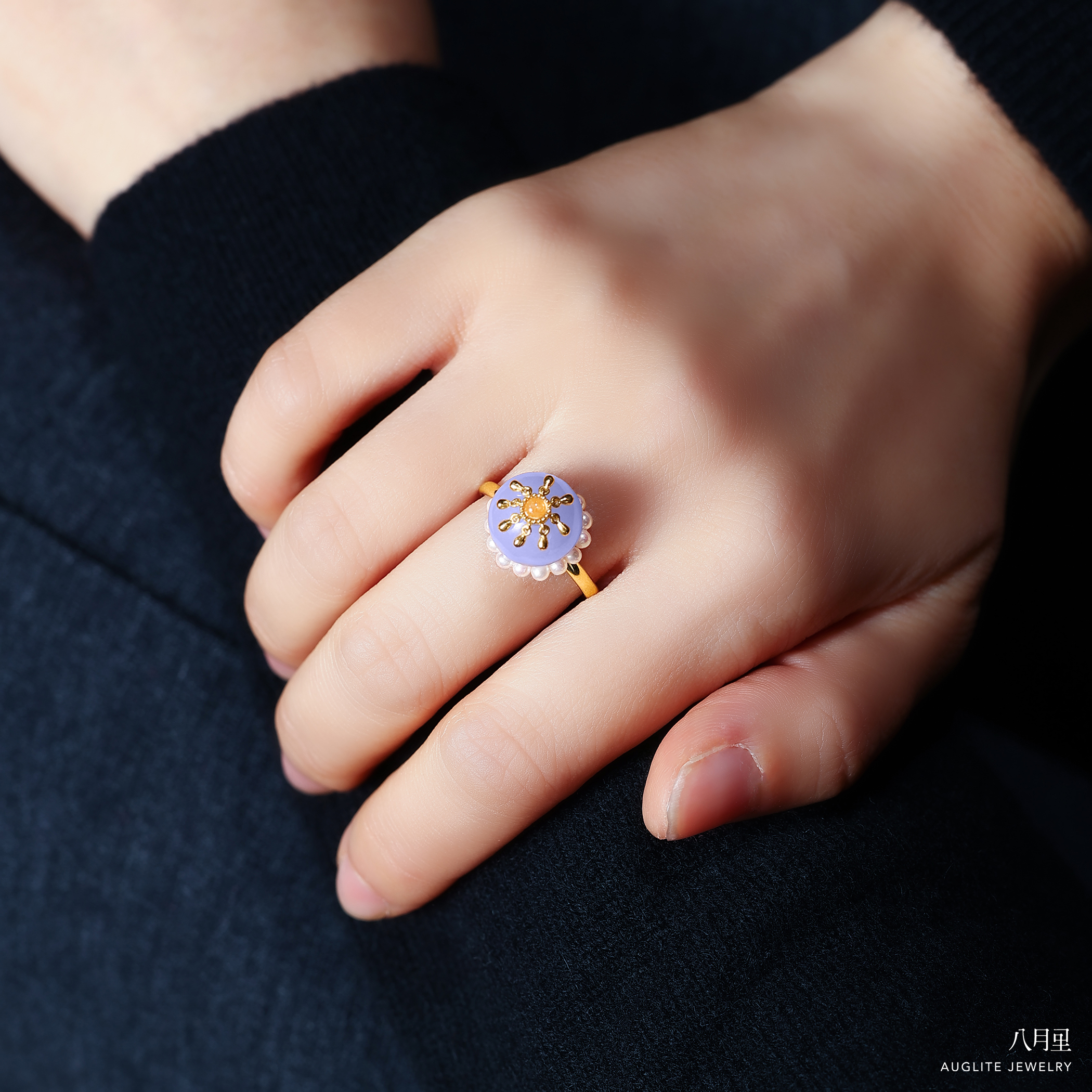 紫翡蛋面圆珠合集 缅甸天然A货冰种翡翠戒指钻石18K金食指戒叠搭 - 图2