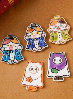 椿日集手作万圣节猫咪景德镇陶瓷冰箱贴文创磁贴家居装饰品留言版