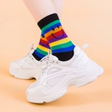 Tide, летние носки, тонкие белые спортивные осенние японские радужные гольфы, средней длины