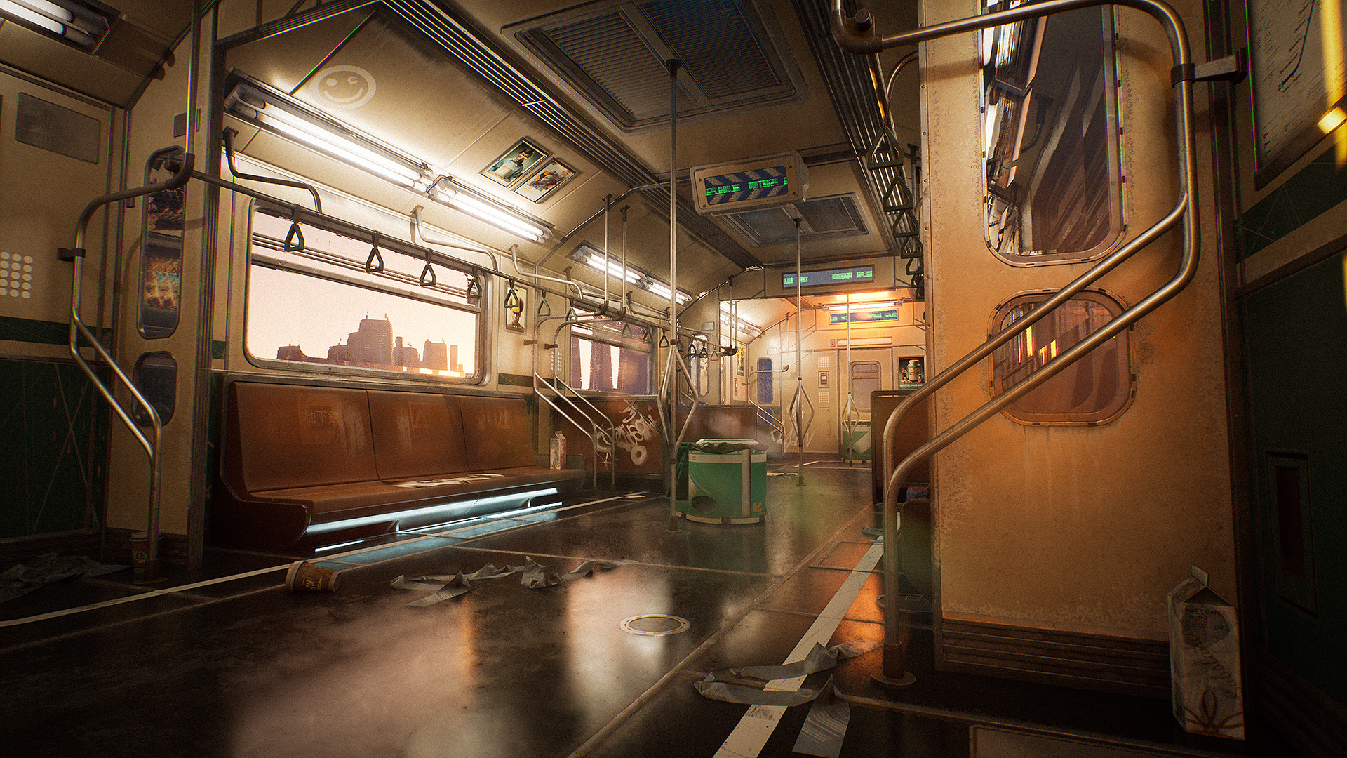 UE5虚幻5 Cyberpunk Subway Train Kit 赛博朋克地铁场景合集 - 图0