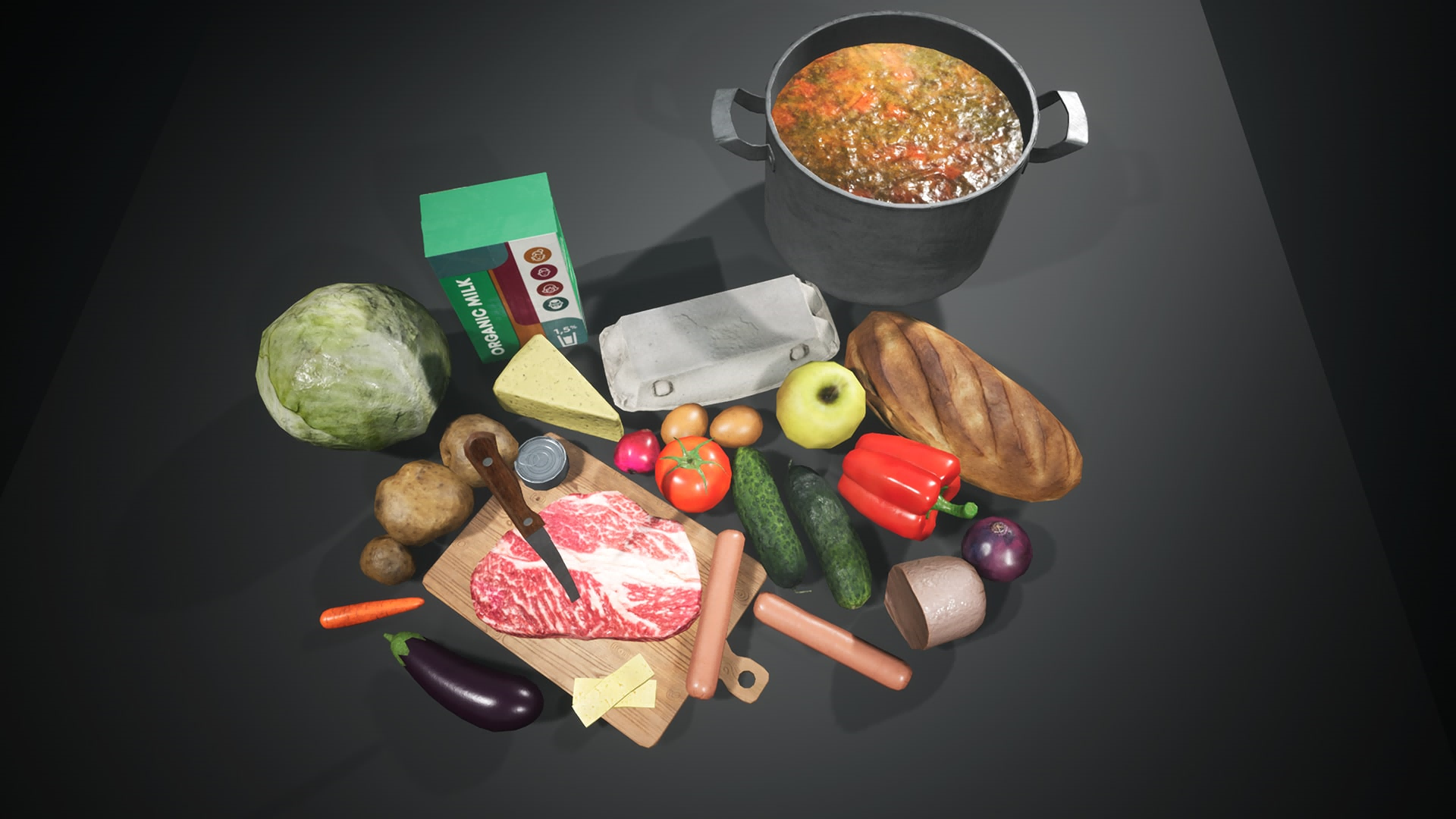 UE4虚幻5 Food Props Pack 各类厨房蔬菜水果肉类食物道具模型 - 图2