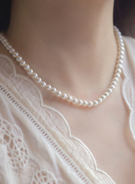 法式复古仿珍珠锁骨链女气质名媛