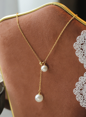小众甜美流苏仿珍珠项链女锁骨链