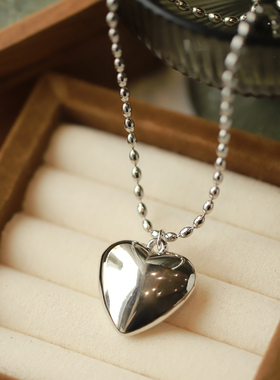 向日葵欧尼同款爱心项链银色长款