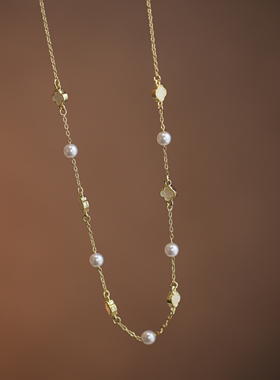 轻奢四叶草仿珍珠项链女气质百搭