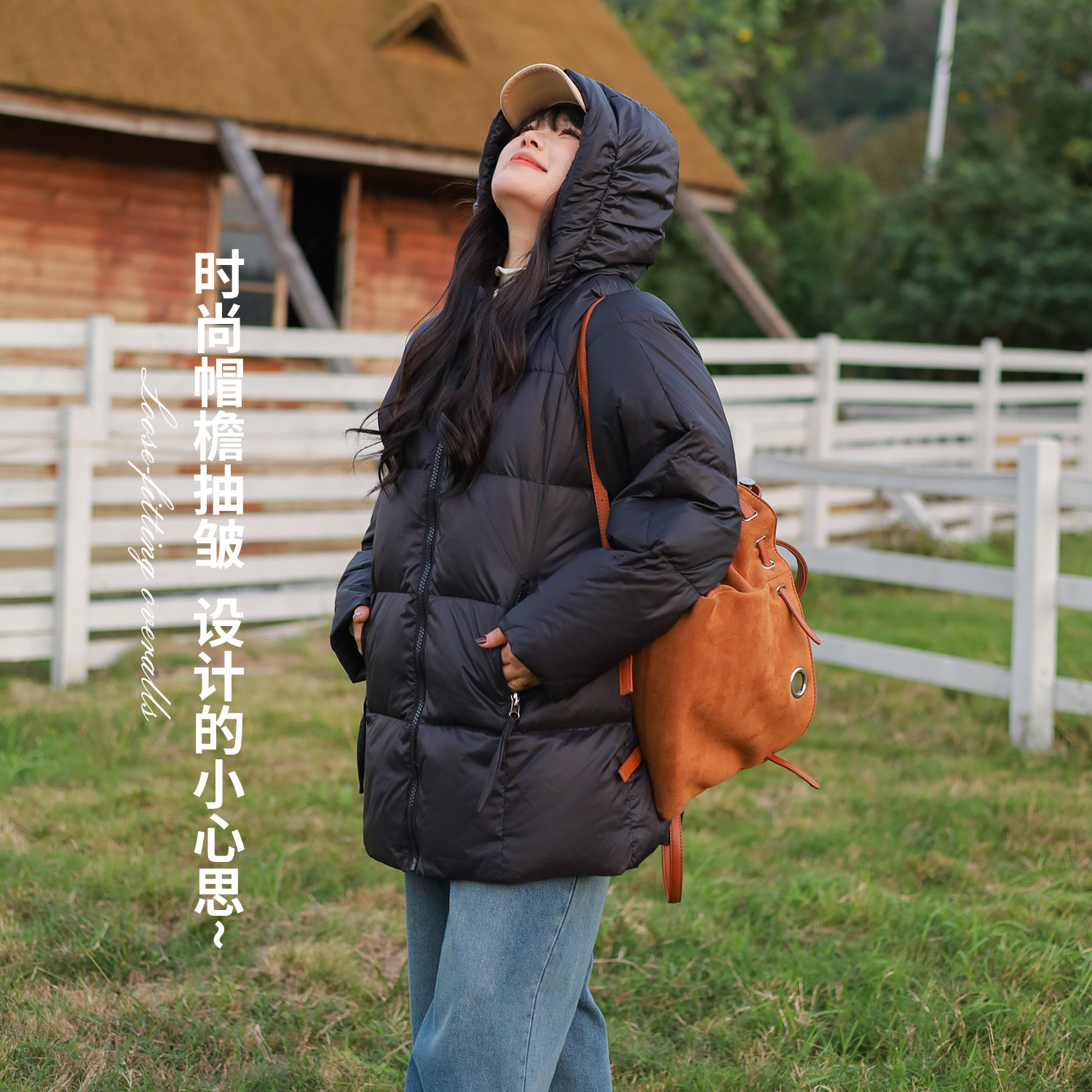 大码百分百微胖mm女装冬保暖百搭方形压格羽绒服中长版外套