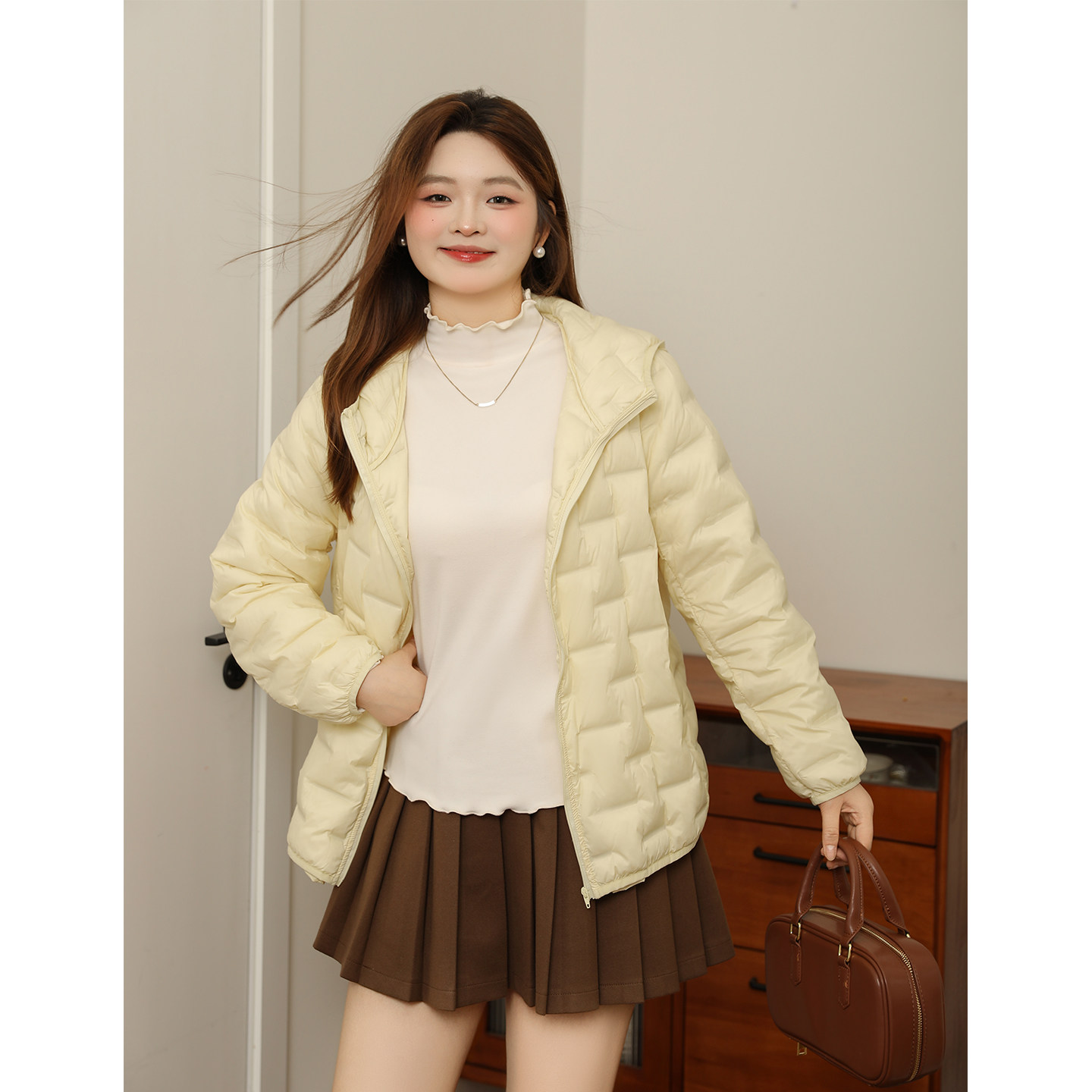 大码百分百女装微胖mm秋季百搭纯色波边立领T恤德绒打底衫,淘宝优惠券,粉丝福利购,淘宝优惠卷