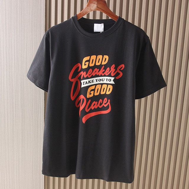 Short-sleeved men's and women's couple's round neck cartoon print T-shirts